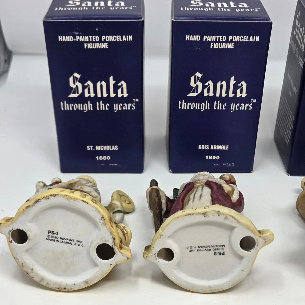 6 Santa Claus Through the Years Figures Figurine Porcelain Holiday Collectibles